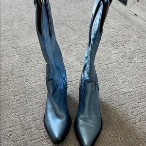 Jeffrey Campbell metallic light blue boots